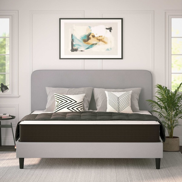 Flash Furniture Dream 10 in Hybrid Mattress, King Size High Density Foam and Pocket Spring Mattress in a Box, White/Black DR-E230P-R-K-10-GY-GG - main